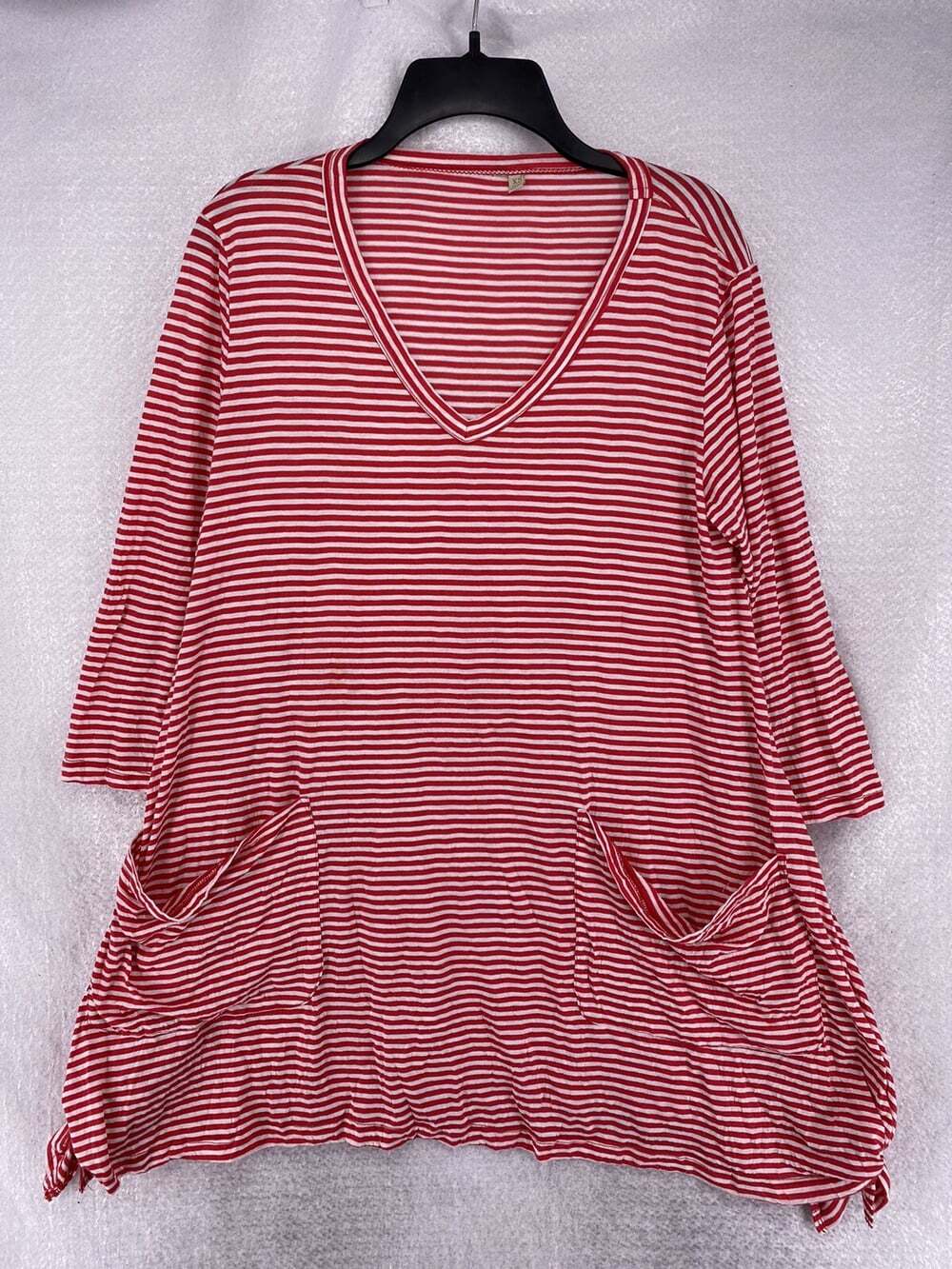 Comfy USA Women’s XS 3/4 Sleeve Stripped Pocket Tunic Shirt